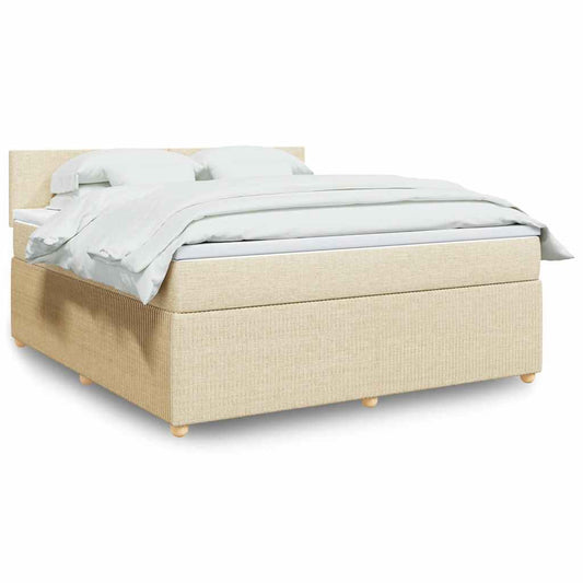 vidaXL Κρεβάτι Boxspring με Στρώμα Κρεμ 180x200 εκ. Υφασμάτινο