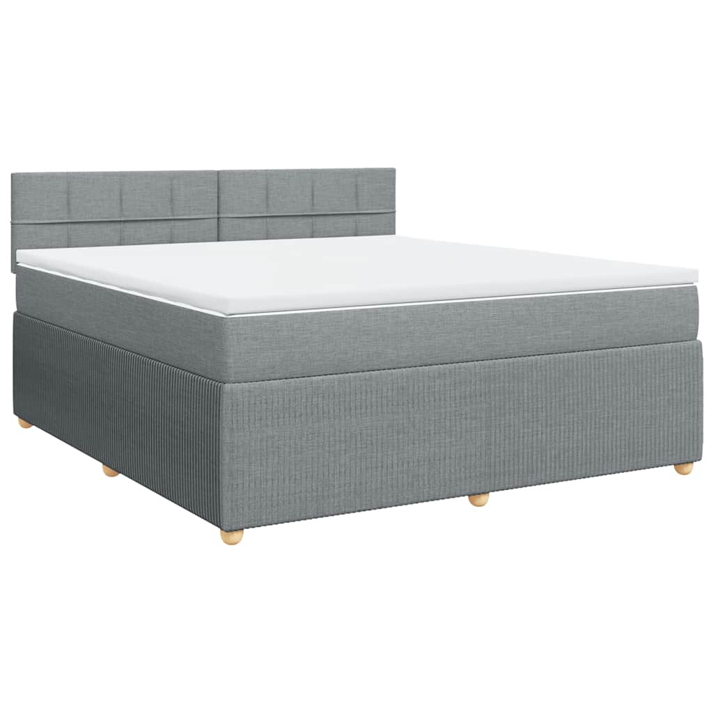 vidaXL Κρεβάτι Boxspring με Στρώμα Ανοιχτό Γκρι 180x200 εκ. Υφασμάτινο
