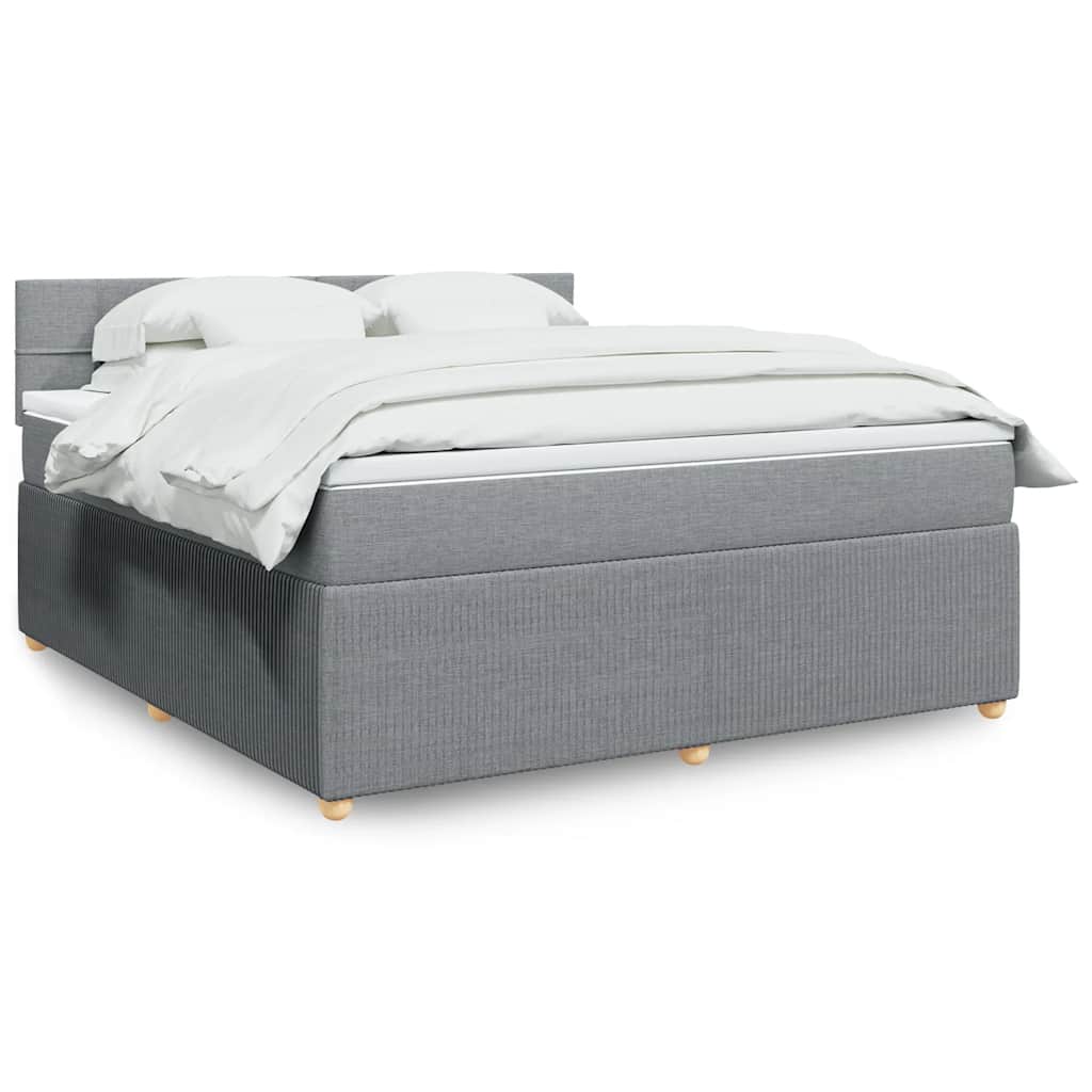 vidaXL Κρεβάτι Boxspring με Στρώμα Ανοιχτό Γκρι 180x200 εκ. Υφασμάτινο