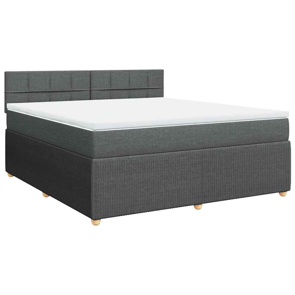 vidaXL Κρεβάτι Boxspring με Στρώμα Σκούρο Γκρι 180x200 εκ Υφασμάτιν