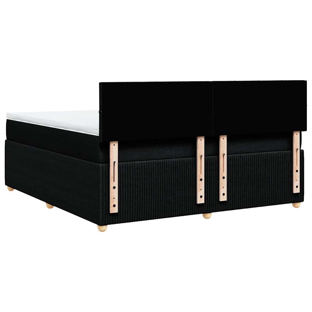 vidaXL Κρεβάτι Boxspring με Στρώμα Μαύρο 180x200 εκ. Υφασμάτινο