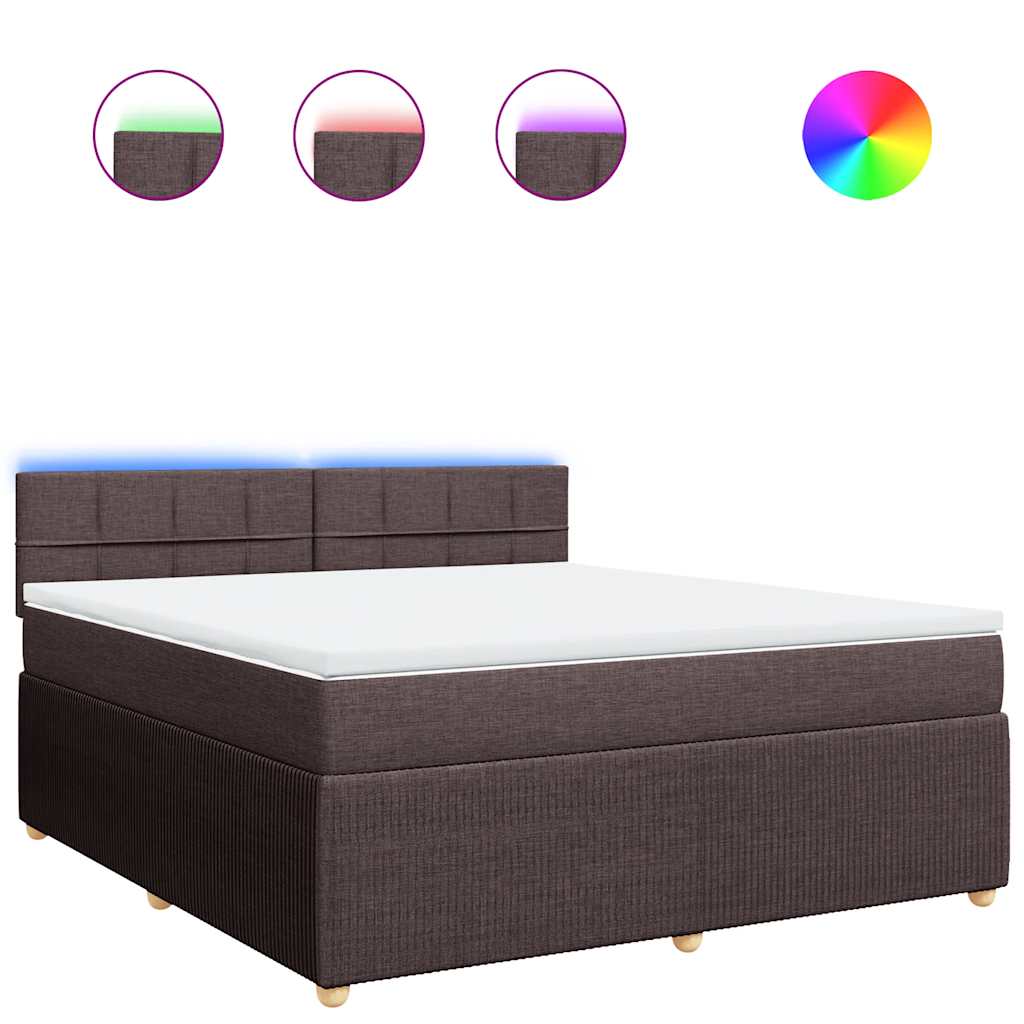 vidaXL Κρεβάτι Boxspring με Στρώμα Σκούρο Καφέ 180x200 εκ Υφασμάτινο