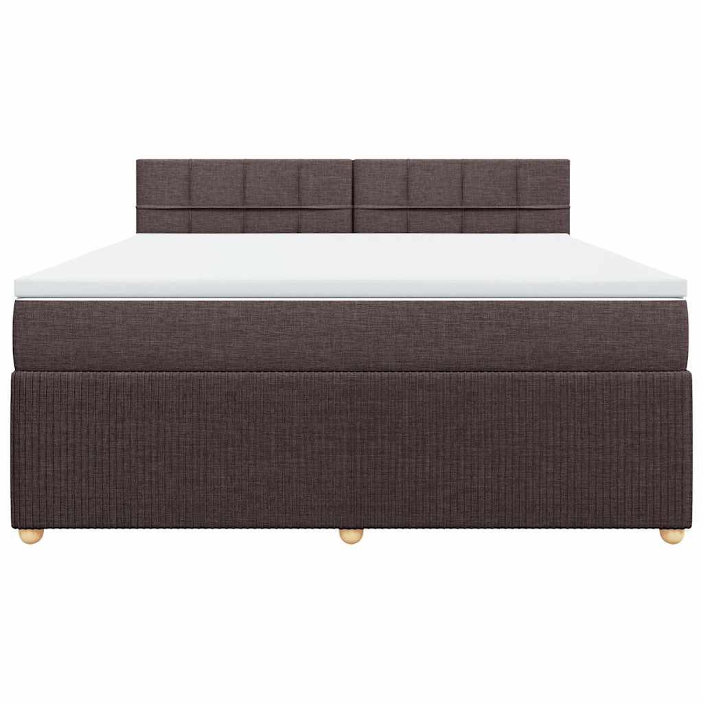 vidaXL Κρεβάτι Boxspring με Στρώμα Σκούρο Καφέ 180x200 εκ Υφασμάτινο