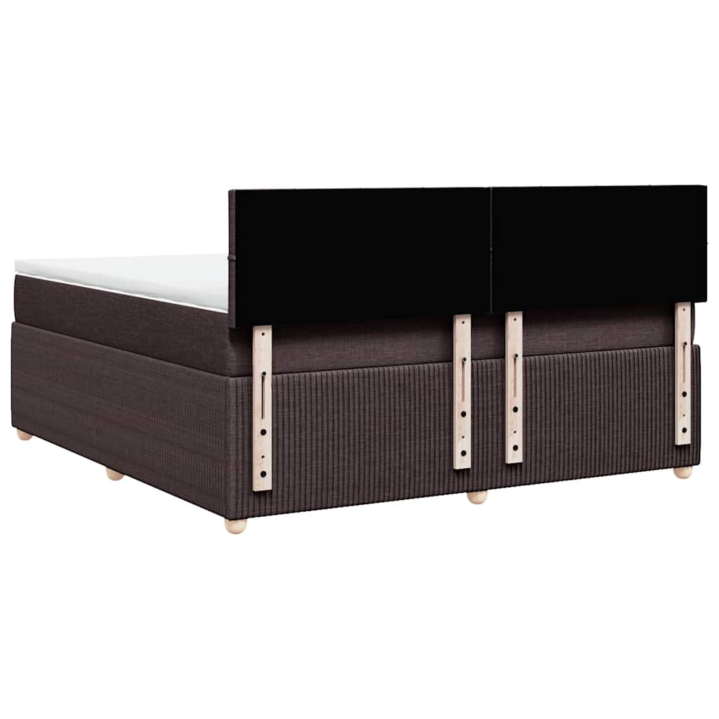 vidaXL Κρεβάτι Boxspring με Στρώμα Σκούρο Καφέ 180x200 εκ Υφασμάτινο