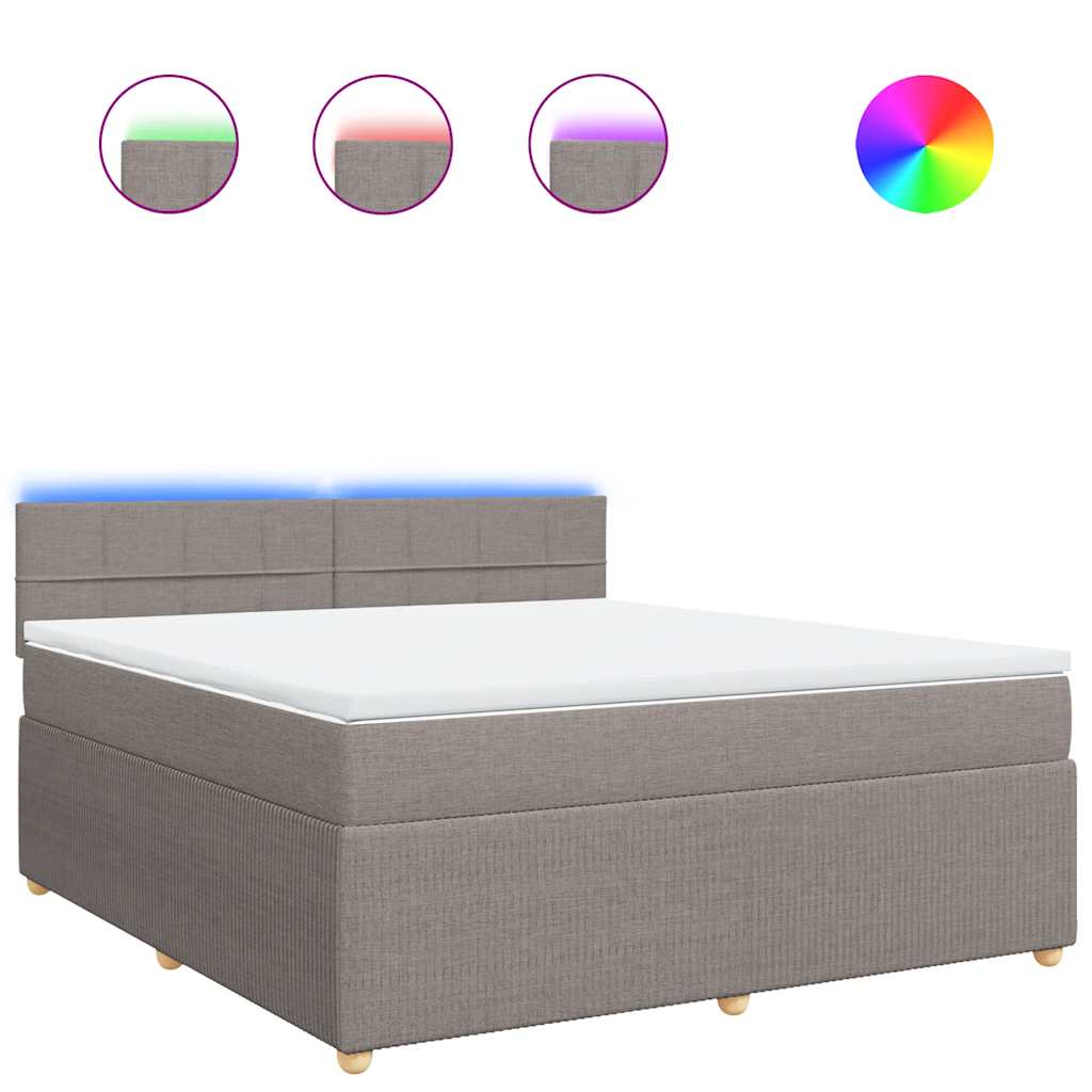 vidaXL Κρεβάτι Boxspring με Στρώμα Taupe 180x200 εκ. Υφασμάτινο