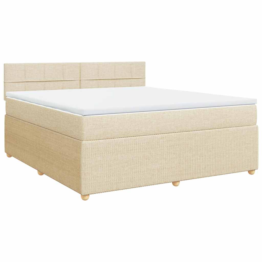 vidaXL Κρεβάτι Boxspring με Στρώμα Κρεμ 180x200 εκ. Υφασμάτινο