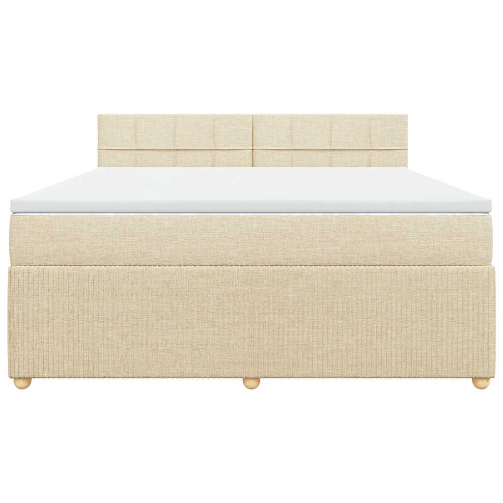 vidaXL Κρεβάτι Boxspring με Στρώμα Κρεμ 180x200 εκ. Υφασμάτινο