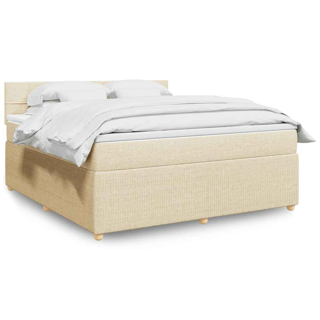 vidaXL Κρεβάτι Boxspring με Στρώμα Κρεμ 180x200 εκ. Υφασμάτινο