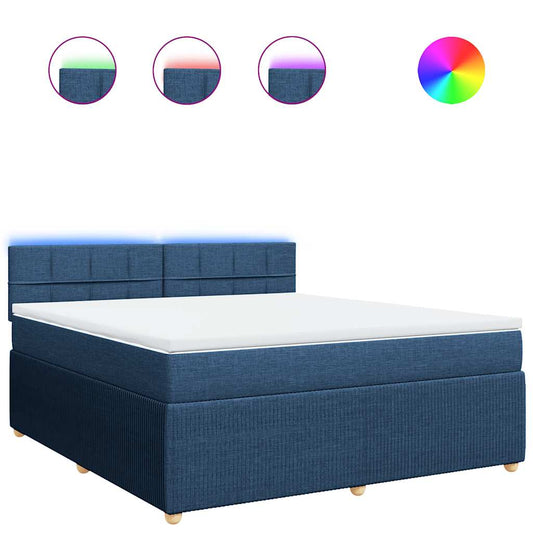vidaXL Κρεβάτι Boxspring με Στρώμα Μπλε 180x200 εκ. Υφασμάτινο