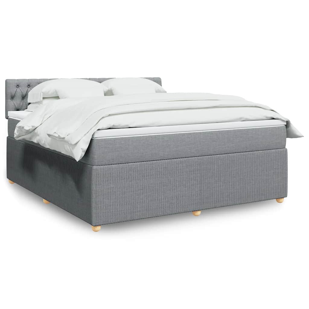 vidaXL Κρεβάτι Boxspring με Στρώμα Ανοιχτό Γκρι 180x200 εκ. Υφασμάτινο