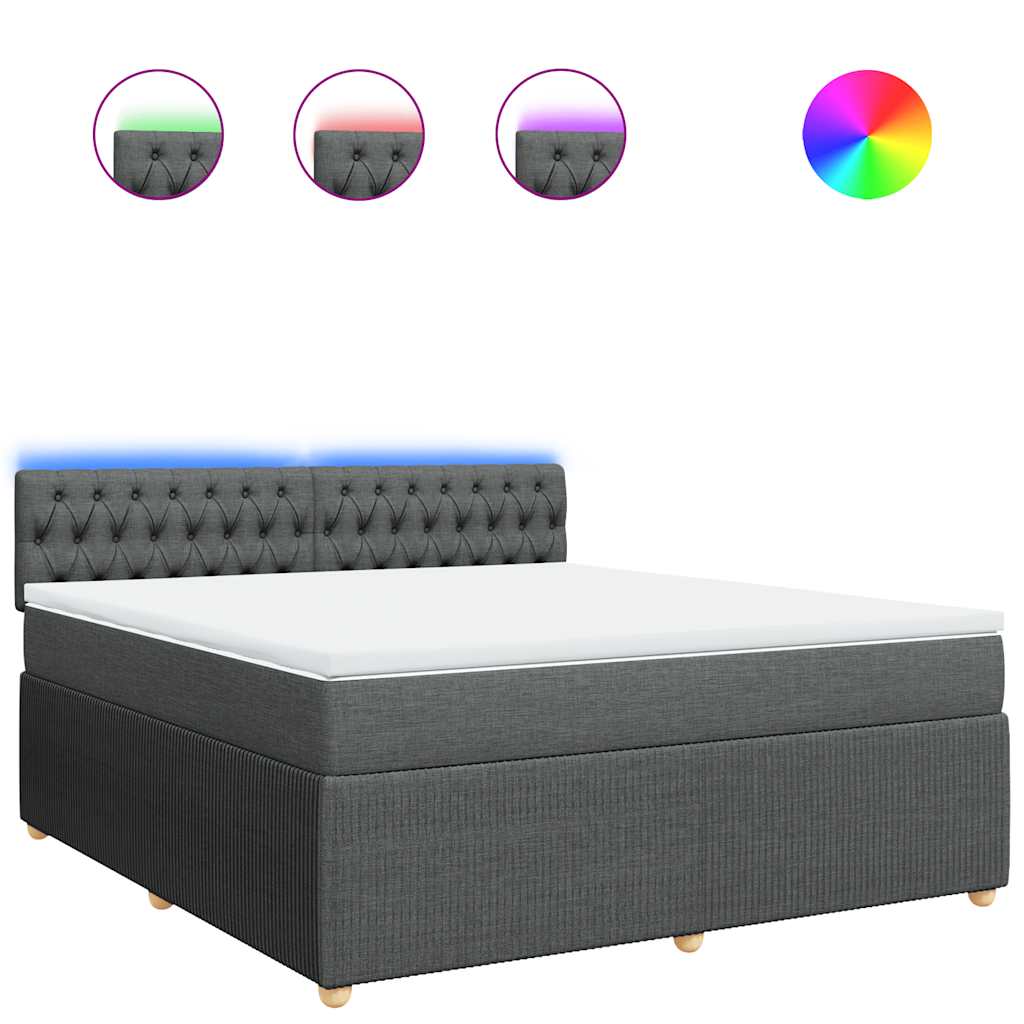vidaXL Κρεβάτι Boxspring με Στρώμα Σκούρο Γκρι 180x200 εκ Υφασμάτιν