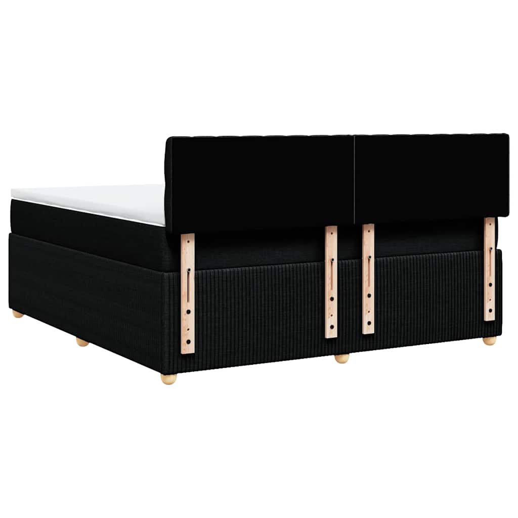 vidaXL Κρεβάτι Boxspring με Στρώμα Μαύρο 180x200 εκ. Υφασμάτινο