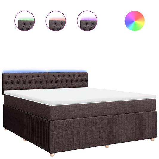 vidaXL Κρεβάτι Boxspring με Στρώμα Σκούρο Καφέ 180x200 εκ Υφασμάτινο