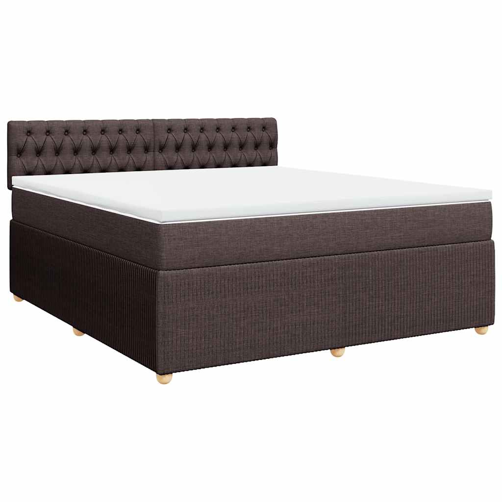 vidaXL Κρεβάτι Boxspring με Στρώμα Σκούρο Καφέ 180x200 εκ Υφασμάτινο