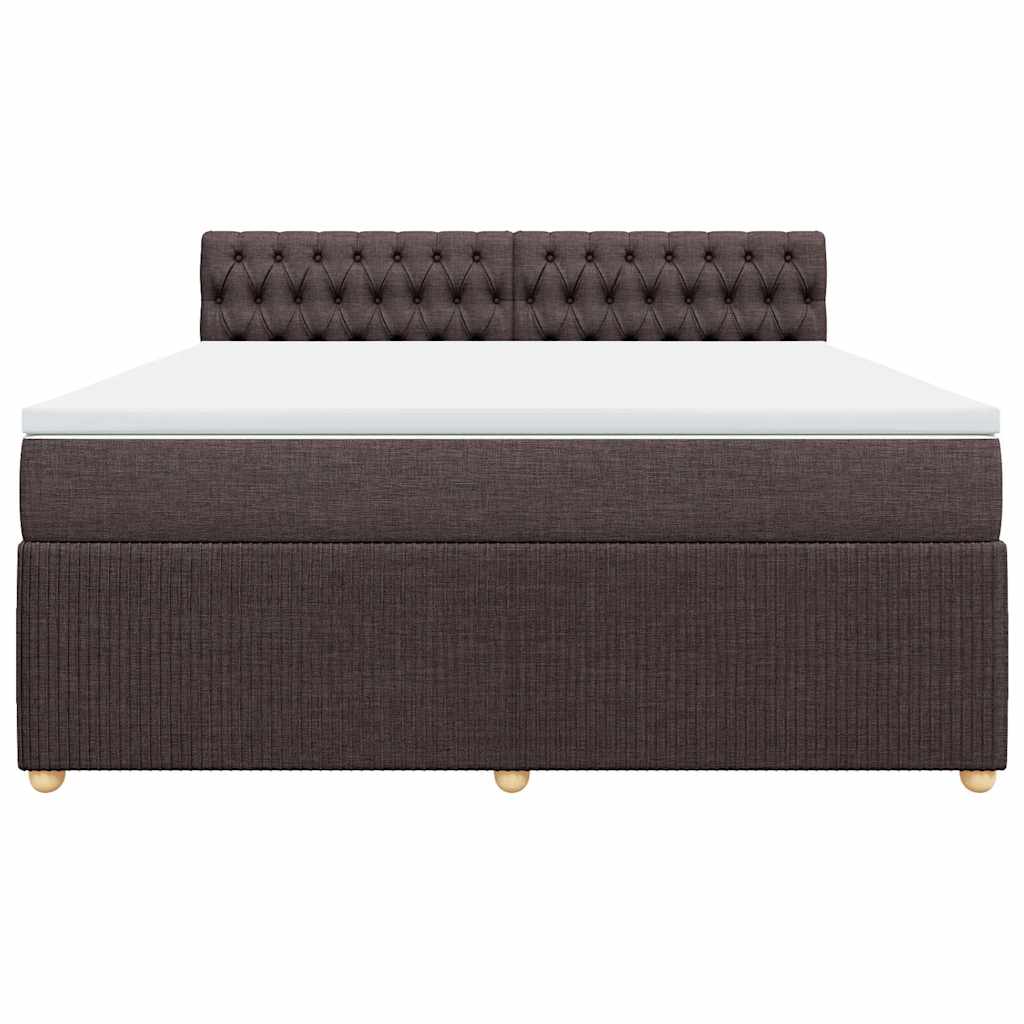 vidaXL Κρεβάτι Boxspring με Στρώμα Σκούρο Καφέ 180x200 εκ Υφασμάτινο