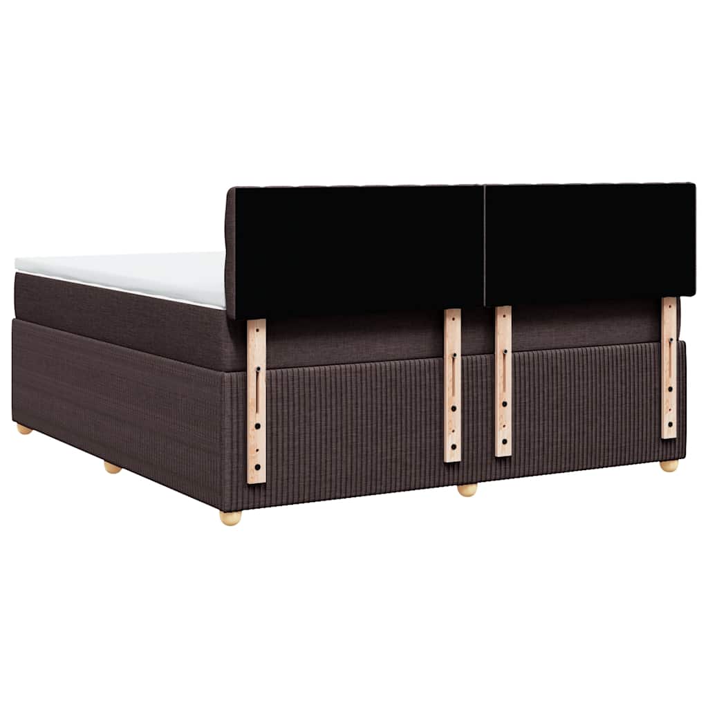vidaXL Κρεβάτι Boxspring με Στρώμα Σκούρο Καφέ 180x200 εκ Υφασμάτινο