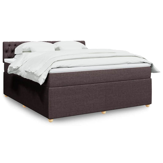 vidaXL Κρεβάτι Boxspring με Στρώμα Σκούρο Καφέ 180x200 εκ Υφασμάτινο