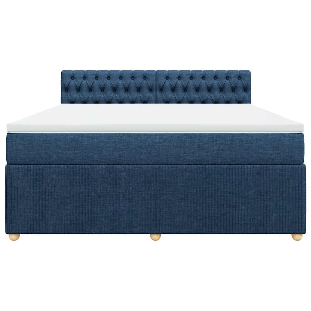 vidaXL Κρεβάτι Boxspring με Στρώμα Μπλε 180x200 εκ. Υφασμάτινο