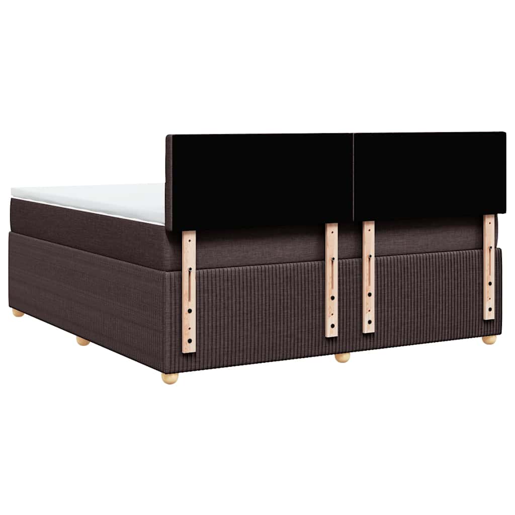 vidaXL Κρεβάτι Boxspring με Στρώμα Σκούρο Καφέ 180x200 εκ Υφασμάτινο