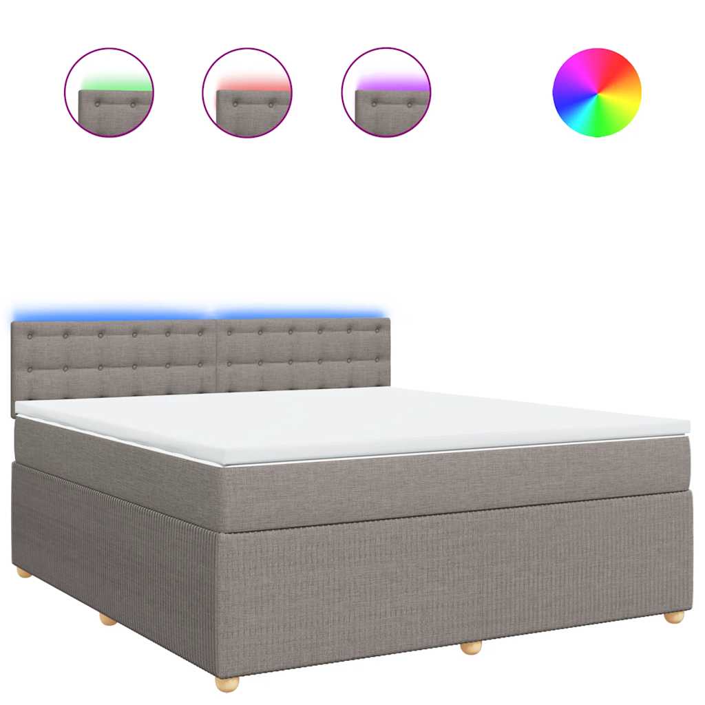 vidaXL Κρεβάτι Boxspring με Στρώμα Taupe 180x200 εκ. Υφασμάτινο