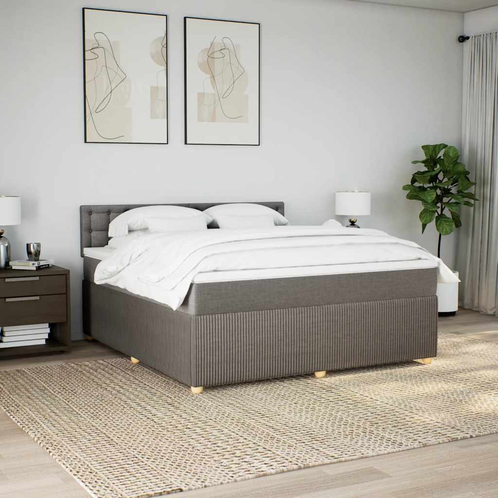 vidaXL Κρεβάτι Boxspring με Στρώμα Taupe 180x200 εκ. Υφασμάτινο