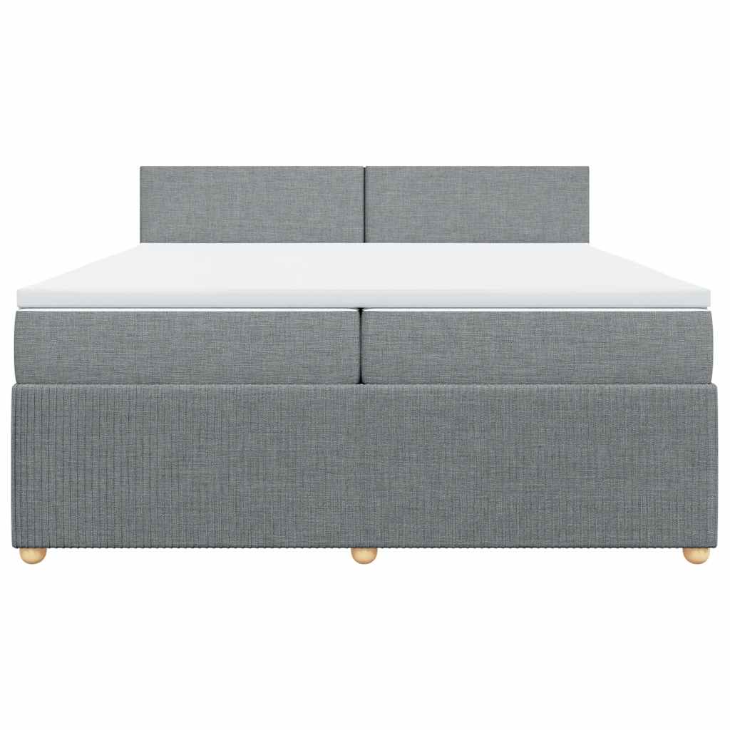 vidaXL Κρεβάτι Boxspring με Στρώμα Ανοιχτό Γκρι 200x200 εκ. Υφασμάτινο