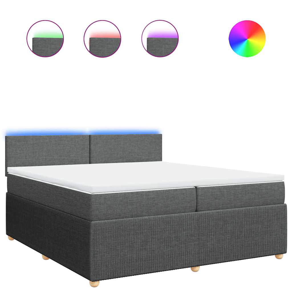vidaXL Κρεβάτι Boxspring με Στρώμα Σκούρο Γκρι 200x200 εκ. Υφασμάτινο