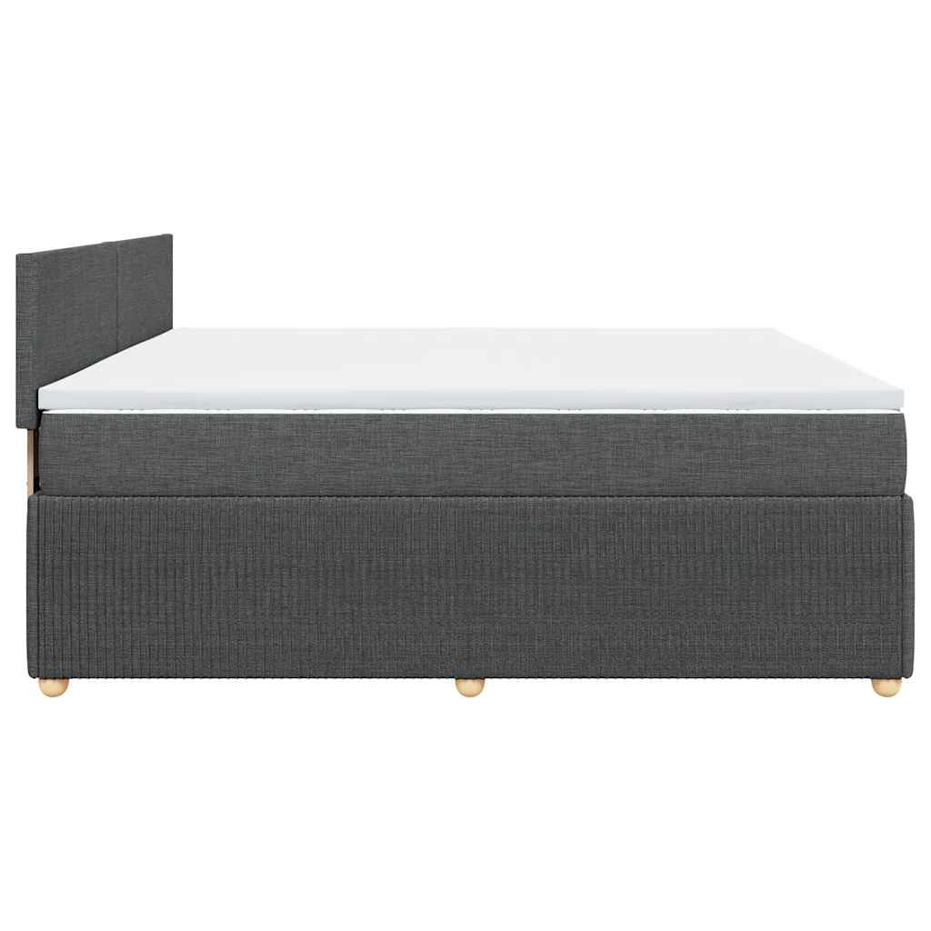 vidaXL Κρεβάτι Boxspring με Στρώμα Σκούρο Γκρι 200x200 εκ. Υφασμάτινο