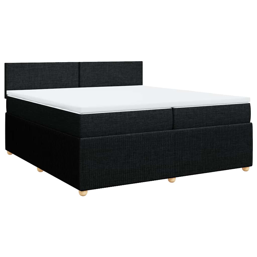 vidaXL Κρεβάτι Boxspring με Στρώμα Μαύρο 200x200 εκ. Υφασμάτινο