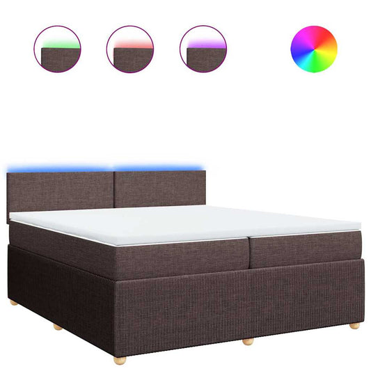 vidaXL Κρεβάτι Boxspring με Στρώμα Σκούρο Καφέ 200x200 εκ. Υφασμάτινο