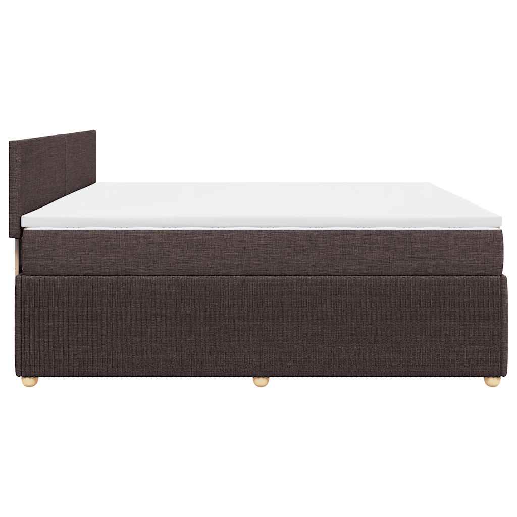 vidaXL Κρεβάτι Boxspring με Στρώμα Σκούρο Καφέ 200x200 εκ. Υφασμάτινο