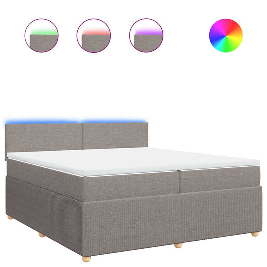 vidaXL Κρεβάτι Boxspring με Στρώμα Taupe 200x200 εκ. Υφασμάτινο