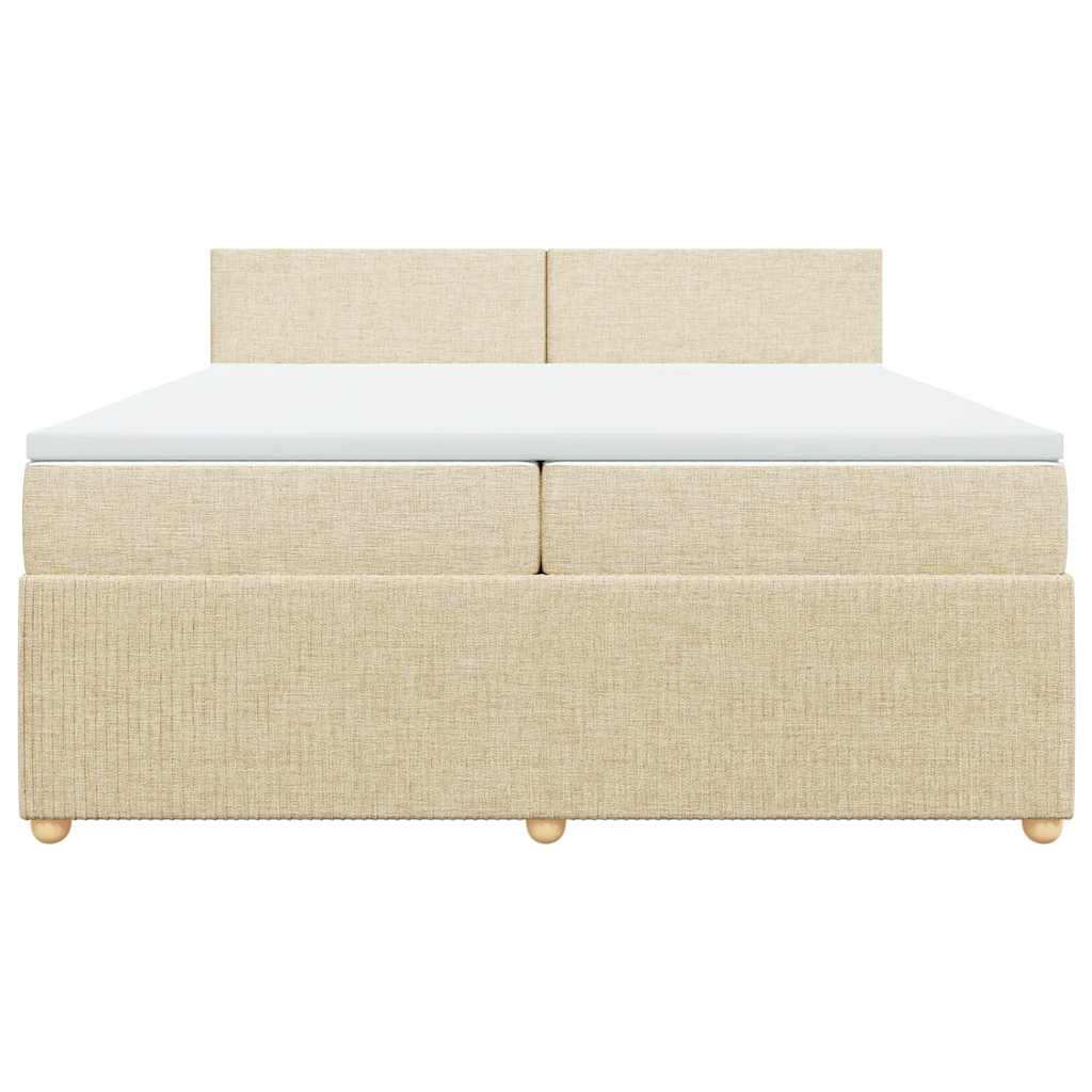 vidaXL Κρεβάτι Boxspring με Στρώμα Κρεμ 200x200 εκ. Υφασμάτινο