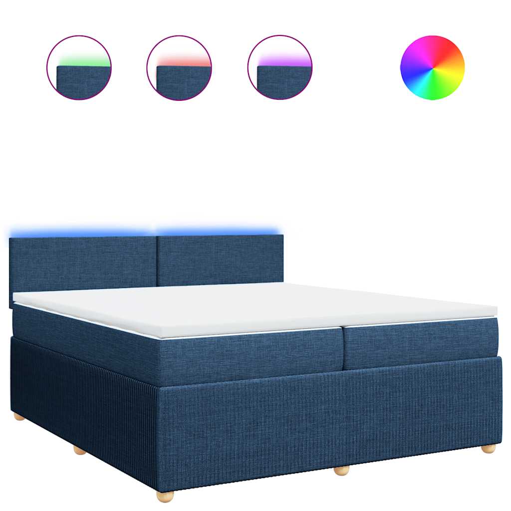 vidaXL Κρεβάτι Boxspring με Στρώμα Μπλε 200x200 εκ. Υφασμάτινο