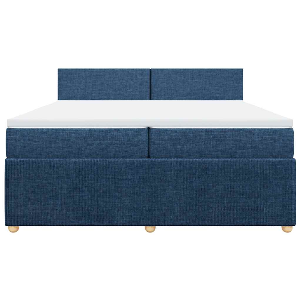 vidaXL Κρεβάτι Boxspring με Στρώμα Μπλε 200x200 εκ. Υφασμάτινο