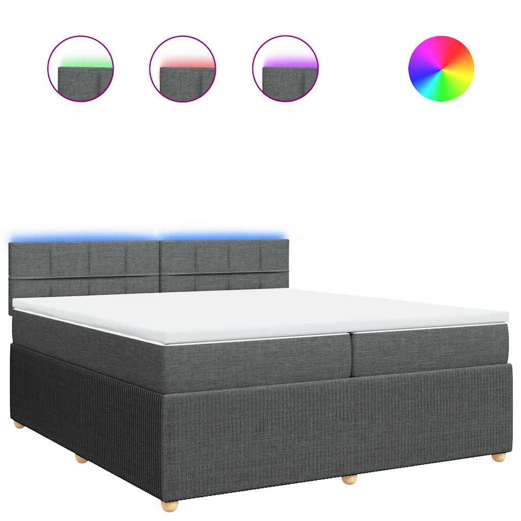 vidaXL Κρεβάτι Boxspring με Στρώμα Σκούρο Γκρι 200x200 εκ. Υφασμάτινο