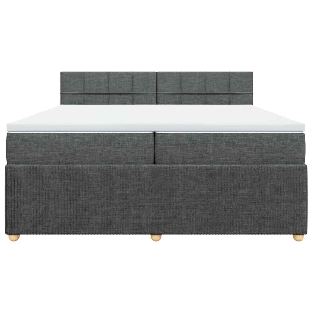 vidaXL Κρεβάτι Boxspring με Στρώμα Σκούρο Γκρι 200x200 εκ. Υφασμάτινο