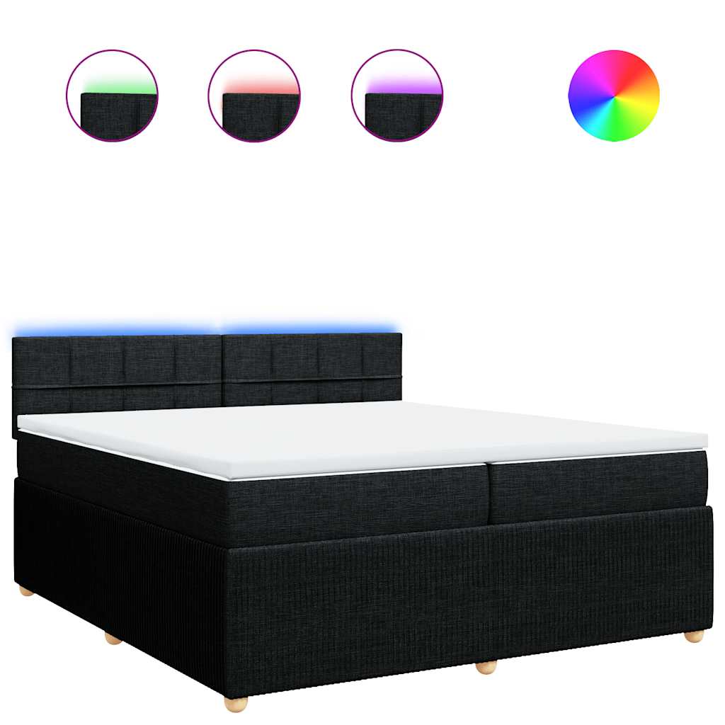 vidaXL Κρεβάτι Boxspring με Στρώμα Μαύρο 200x200 εκ. Υφασμάτινο