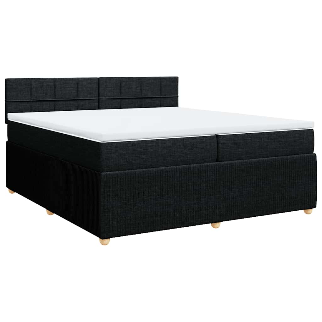 vidaXL Κρεβάτι Boxspring με Στρώμα Μαύρο 200x200 εκ. Υφασμάτινο