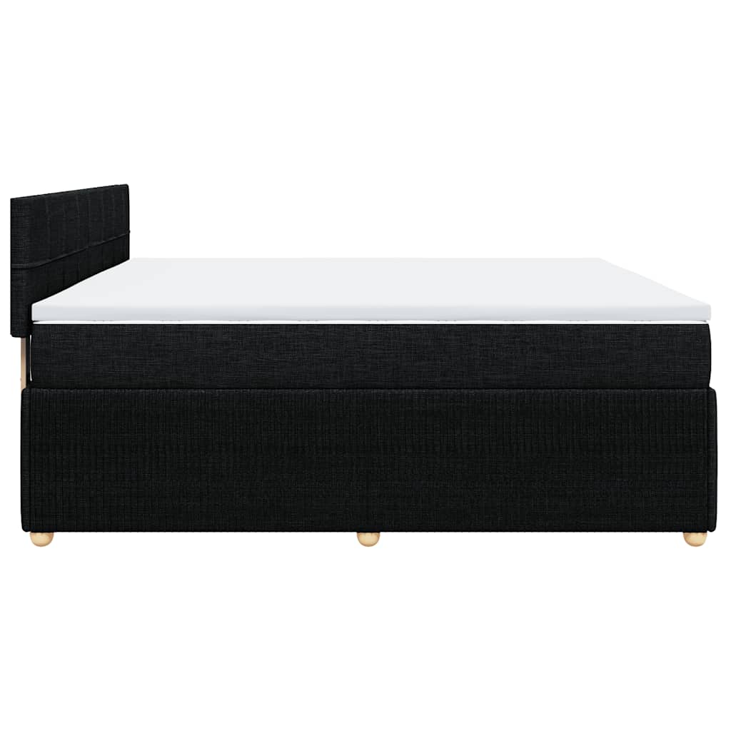 vidaXL Κρεβάτι Boxspring με Στρώμα Μαύρο 200x200 εκ. Υφασμάτινο