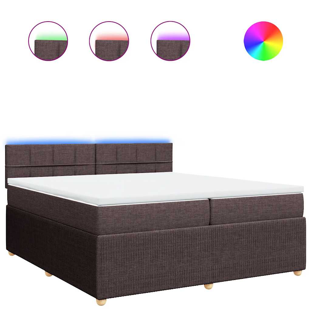 vidaXL Κρεβάτι Boxspring με Στρώμα Σκούρο Καφέ 200x200 εκ. Υφασμάτινο