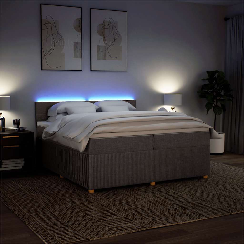 vidaXL Κρεβάτι Boxspring με Στρώμα Taupe 200x200 εκ. Υφασμάτινο