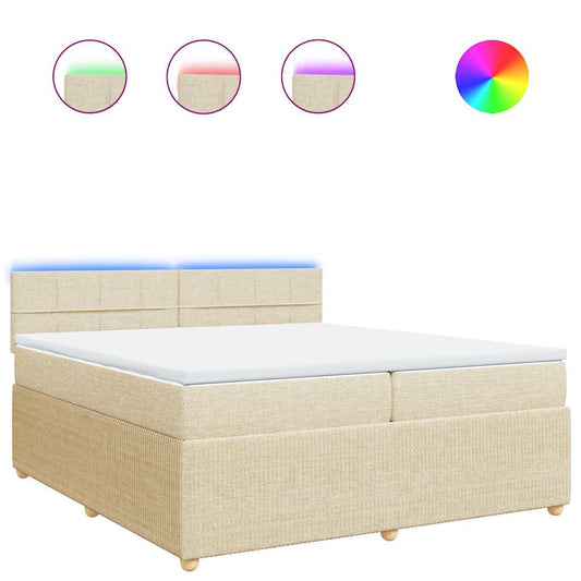 vidaXL Κρεβάτι Boxspring με Στρώμα Κρεμ 200x200 εκ. Υφασμάτινο