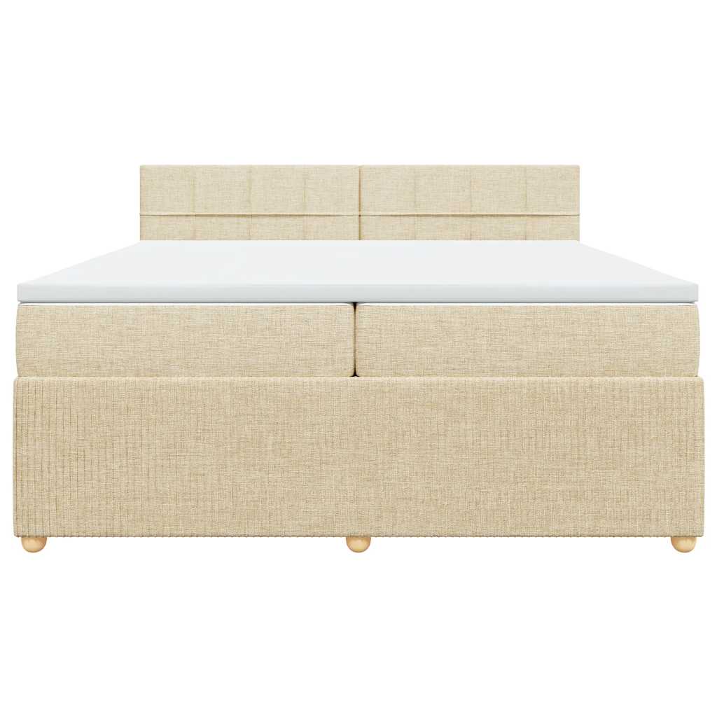 vidaXL Κρεβάτι Boxspring με Στρώμα Κρεμ 200x200 εκ. Υφασμάτινο