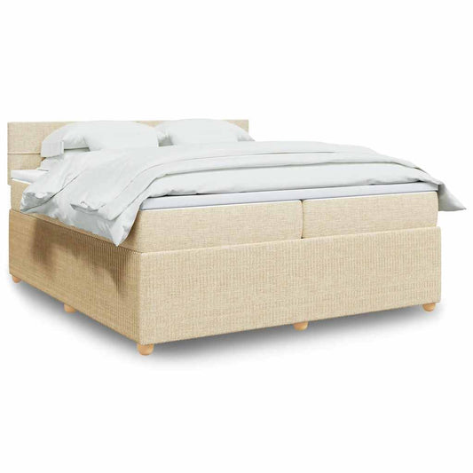 vidaXL Κρεβάτι Boxspring με Στρώμα Κρεμ 200x200 εκ. Υφασμάτινο