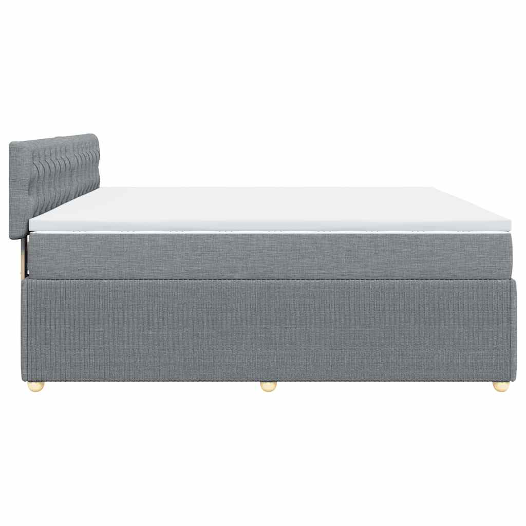 vidaXL Κρεβάτι Boxspring με Στρώμα Ανοιχτό Γκρι 200x200 εκ. Υφασμάτινο