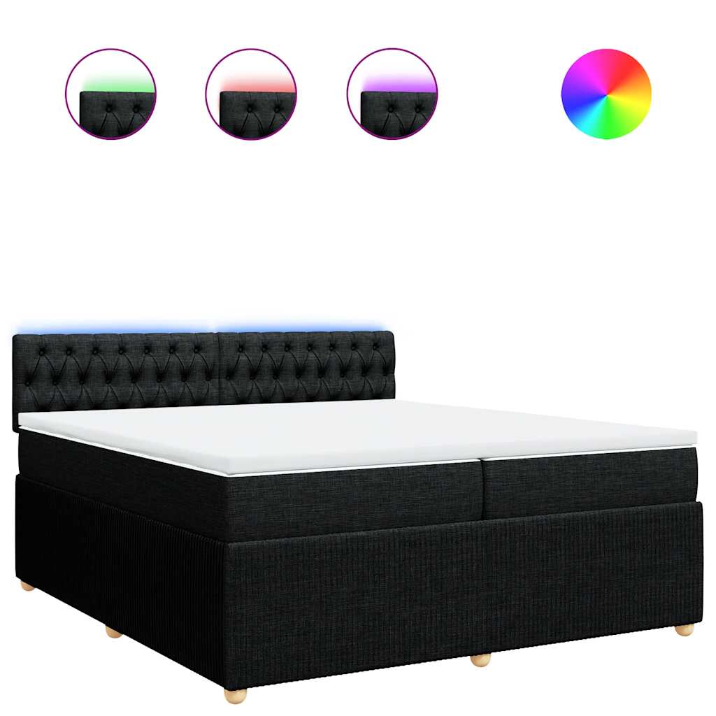 vidaXL Κρεβάτι Boxspring με Στρώμα Μαύρο 200x200 εκ. Υφασμάτινο