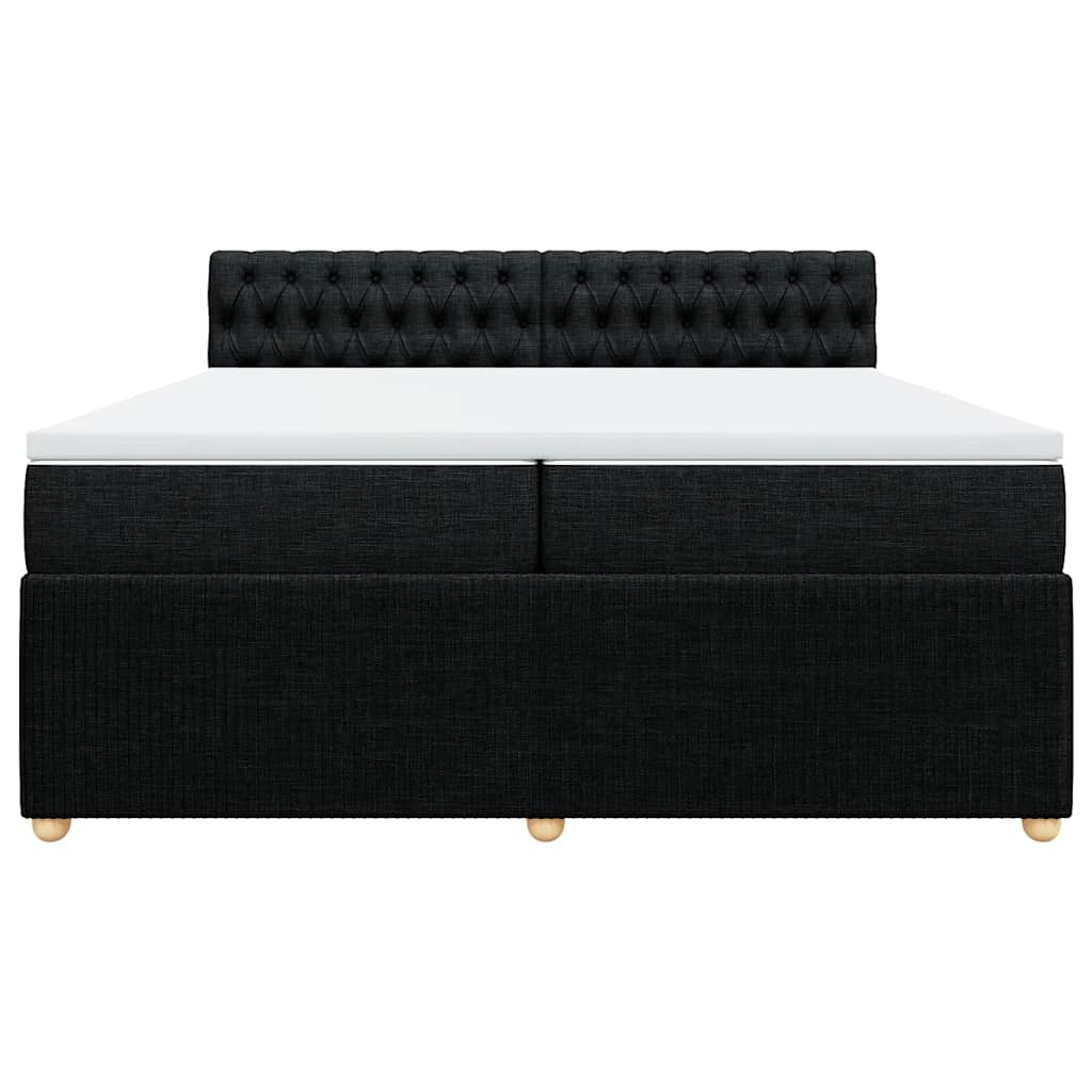 vidaXL Κρεβάτι Boxspring με Στρώμα Μαύρο 200x200 εκ. Υφασμάτινο