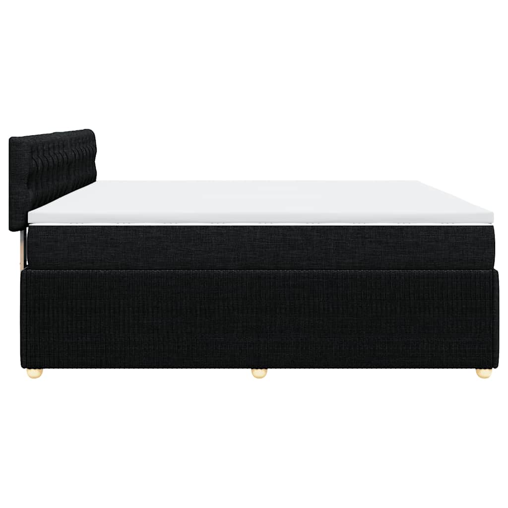 vidaXL Κρεβάτι Boxspring με Στρώμα Μαύρο 200x200 εκ. Υφασμάτινο