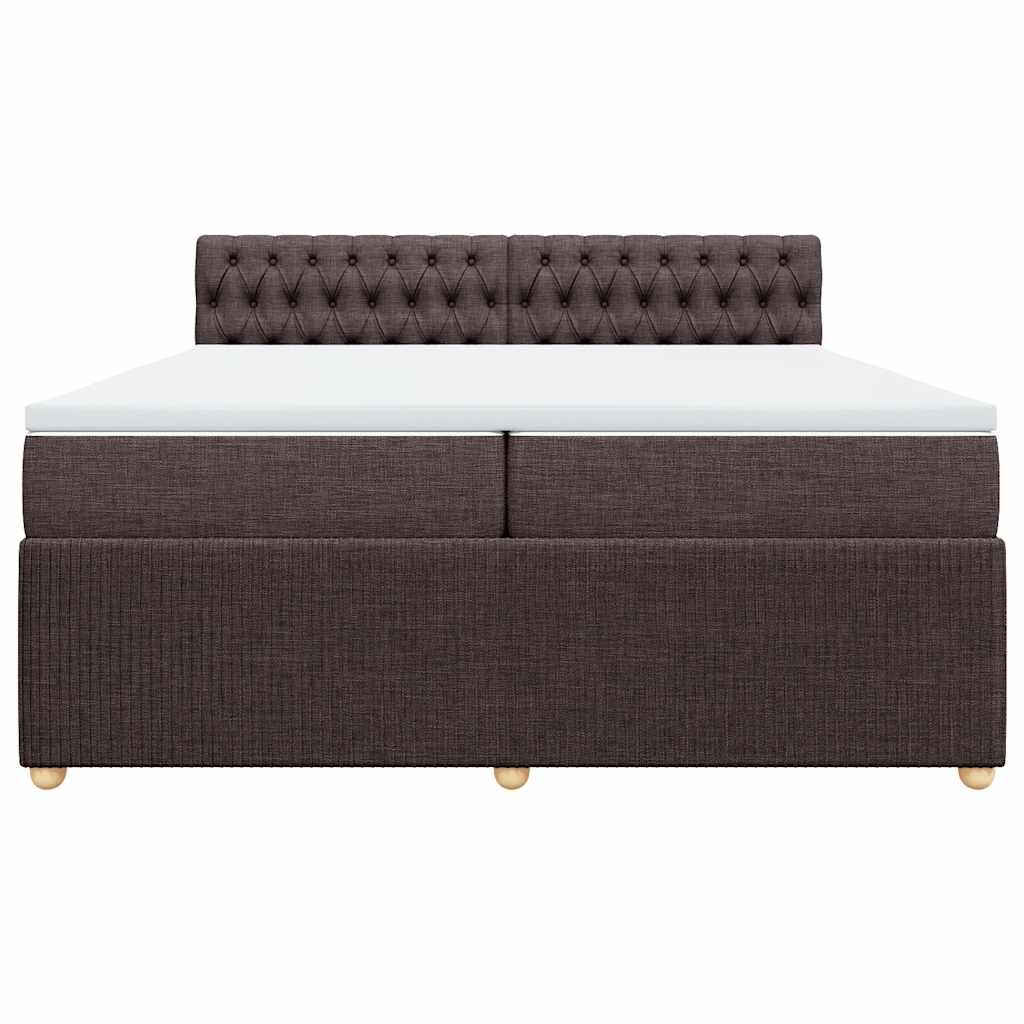 vidaXL Κρεβάτι Boxspring με Στρώμα Σκούρο Καφέ 200x200 εκ. Υφασμάτινο
